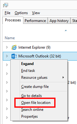 Outlook Open File Location